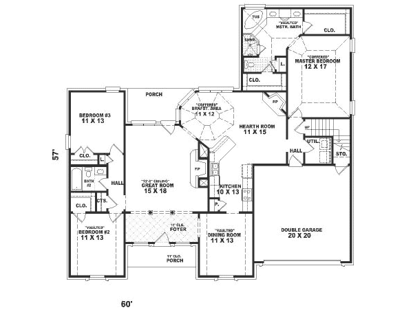 Floor Plan - Main Floor for Traditional House Plan #81-323 - 3 bed, 2 bath