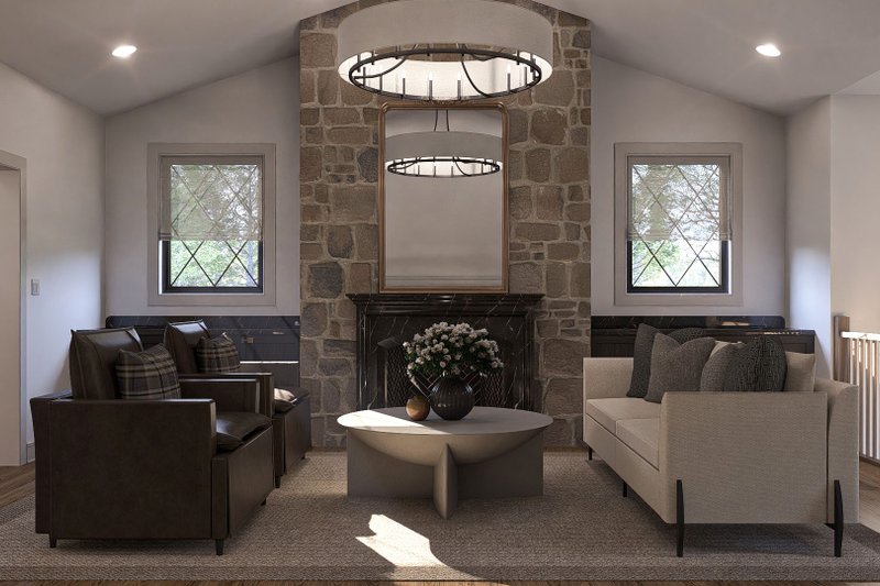 House Design - Interior - Family Room for Tudor House Plan #455-373 - 2 bed, 2 bath