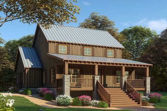 Exterior - Front Elevation 4 for Farmhouse House Plan #923-91 - 3 bed, 2.5 bath