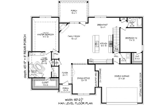 Floor Plan - Main Floor for Country House Plan #932-272 - 4 bed, 3 bath