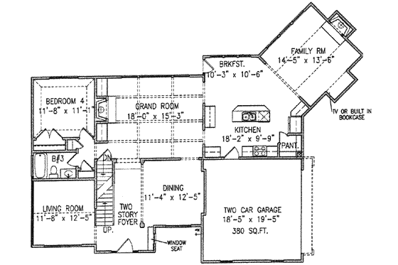 Floor Plan - Main Floor for Traditional House Plan #54-155 - 4 bed, 3 bath
