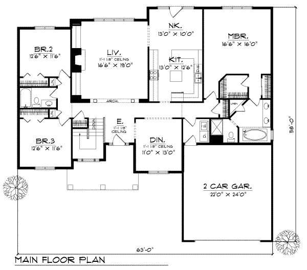 Dream House Plan - Traditional Floor Plan - Main Floor Plan #70-349