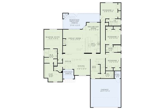 Floor Plan - Main Floor for European House Plan #17-3434 - 4 bed, 3.5 bath
