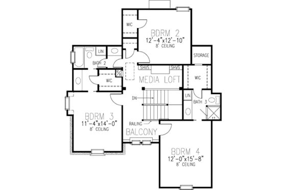 Floor Plan - Upper Floor for Victorian House Plan #410-407 - 3 bed, 2.5 bath