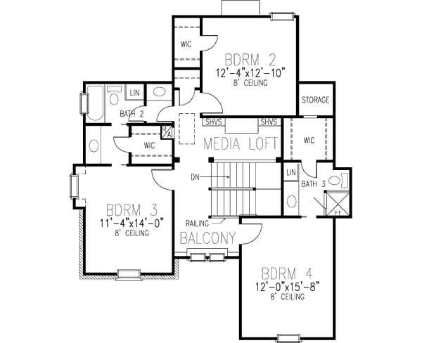 Architectural House Design - Victorian Floor Plan - Upper Floor Plan #410-407
