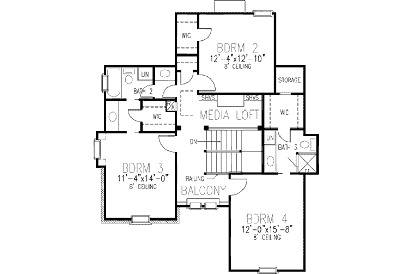 Dream House Plan - Floor Plan - Upper Floor for Victorian House Plan #410-407 - 3 bed, 2.5 bath
