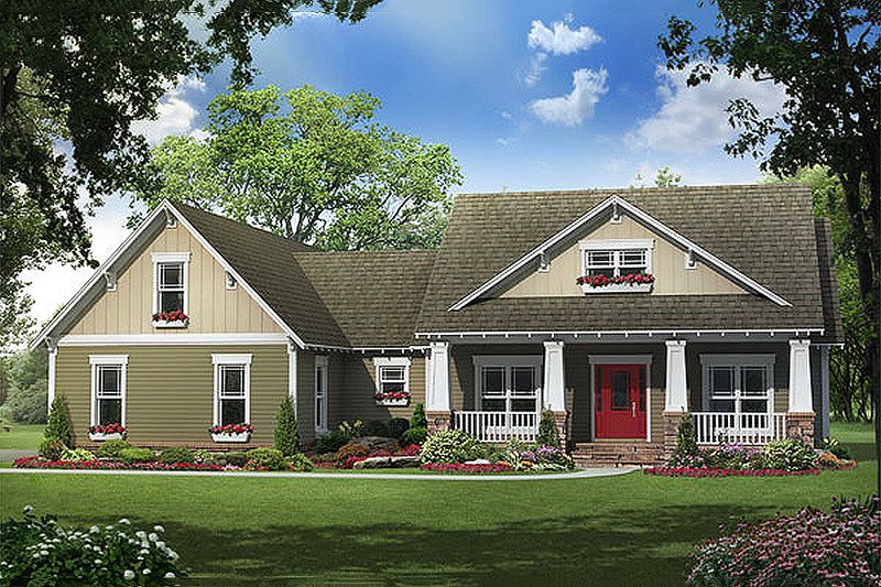 Dream House Plan - Craftsman Exterior - Front Elevation Plan #21-294