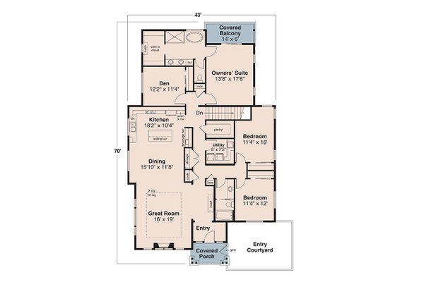 Architectural House Design - Contemporary Floor Plan - Main Floor Plan #124-1393