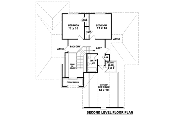 Floor Plan - Upper Floor for European House Plan #81-13714 - 3 bed, 3 bath