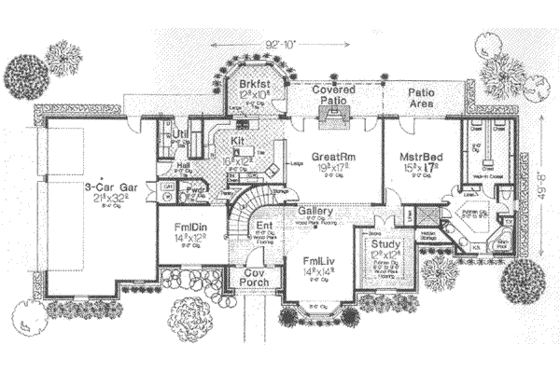 Floor Plan - Main Floor for European House Plan #310-501 - 4 bed, 3.5 bath
