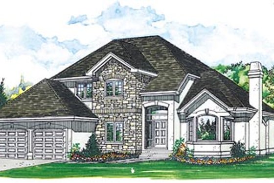 Exterior - Front Elevation for European House Plan #47-428 - 4 bed, 2.5 bath