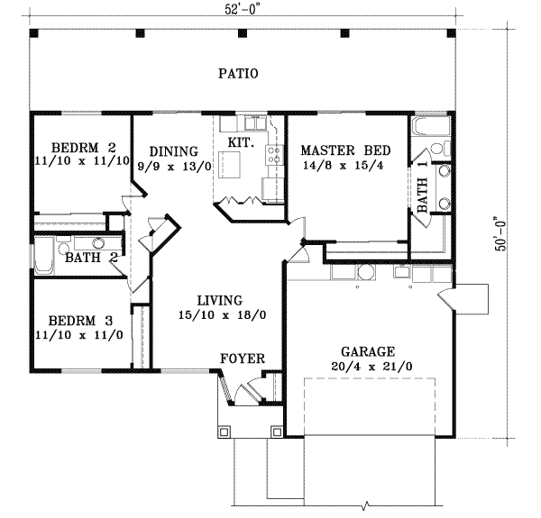 Adobe / Southwestern Floor Plan - Main Floor Plan #1-1248
