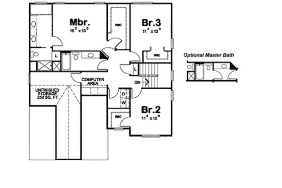 Floor Plan - Upper Floor for Craftsman House Plan #20-1776 - 3 bed, 3 bath
