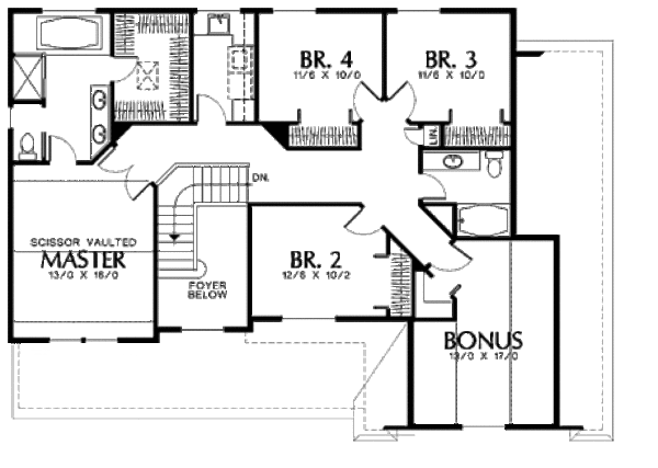 Country Floor Plan - Upper Floor Plan #48-176