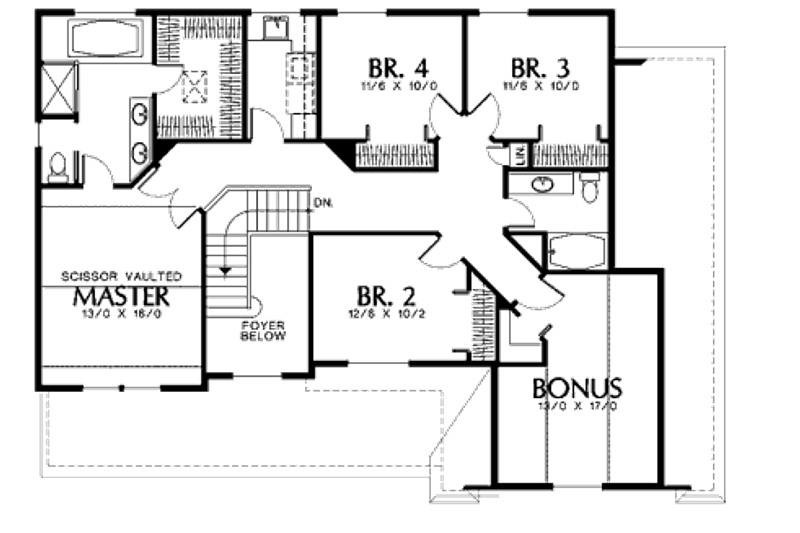 House Plan Design - Floor Plan - Upper Floor for Country House Plan #48-176 - 6 bed, 2.5 bath