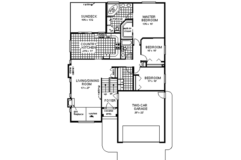 Home Plan - Floor Plan - Main Floor for Contemporary House Plan #18-305 - 3 bed, 2 bath