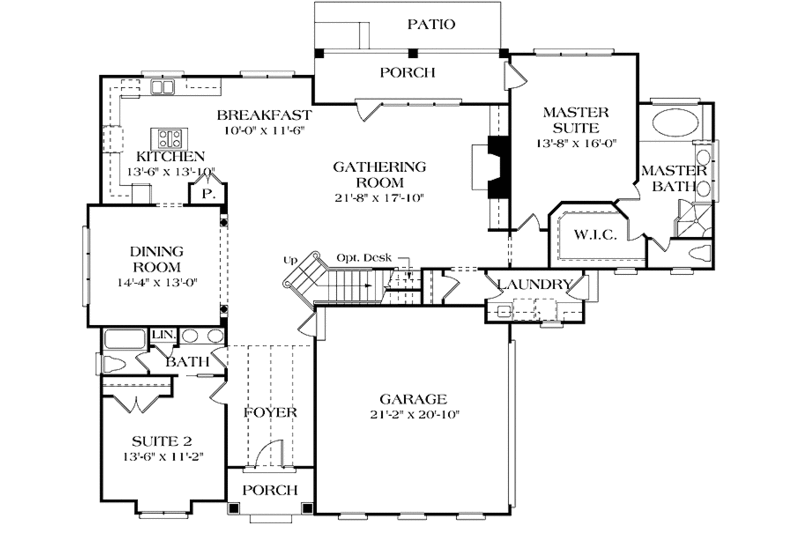 Dream House Plan - Floor Plan - Main Floor for Craftsman House Plan #453-291 - 4 bed, 3 bath