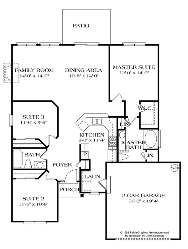 Home Plan - Colonial Floor Plan - Main Floor Plan #453-281