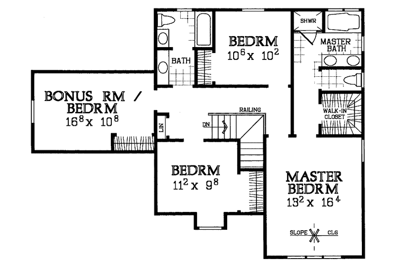 Home Plan - Floor Plan - Upper Floor for Colonial House Plan #72-1077 - 3 bed, 2.5 bath