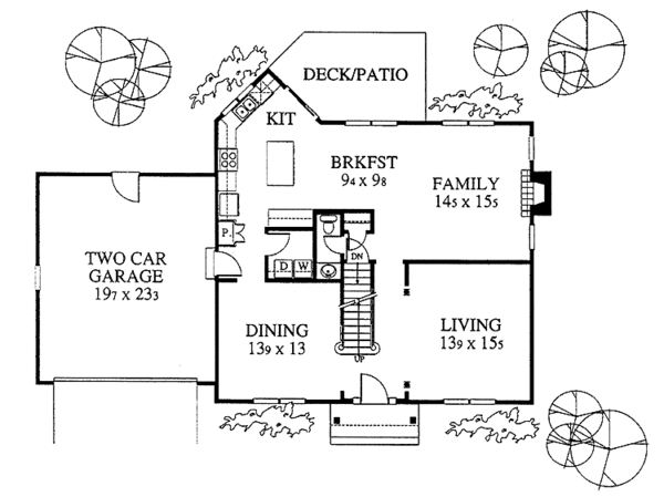 Architectural House Design - Colonial Floor Plan - Main Floor Plan #1053-2