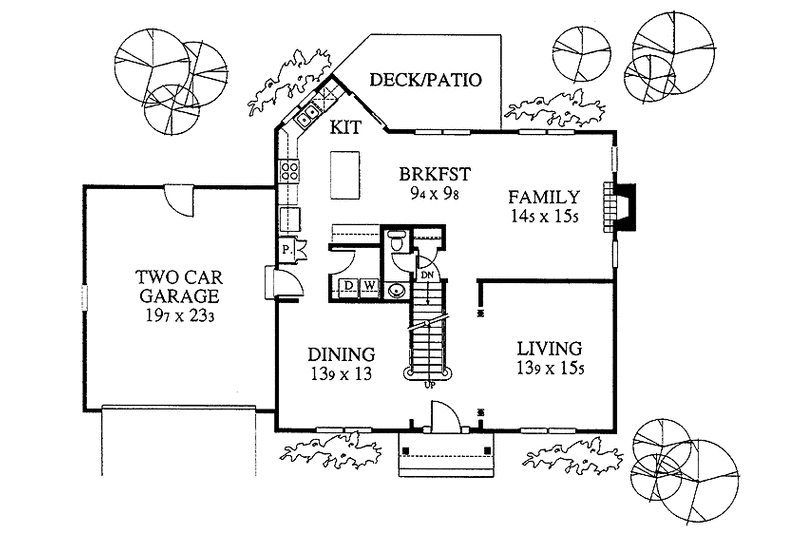 Architectural House Design - Floor Plan - Main Floor for Colonial House Plan #1053-2 - 4 bed, 2.5 bath