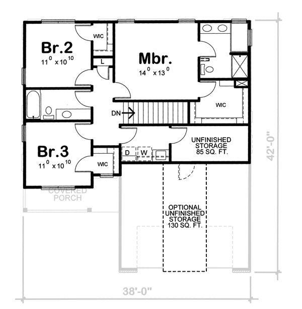 House Plan Design - Traditional Floor Plan - Upper Floor Plan #20-1779