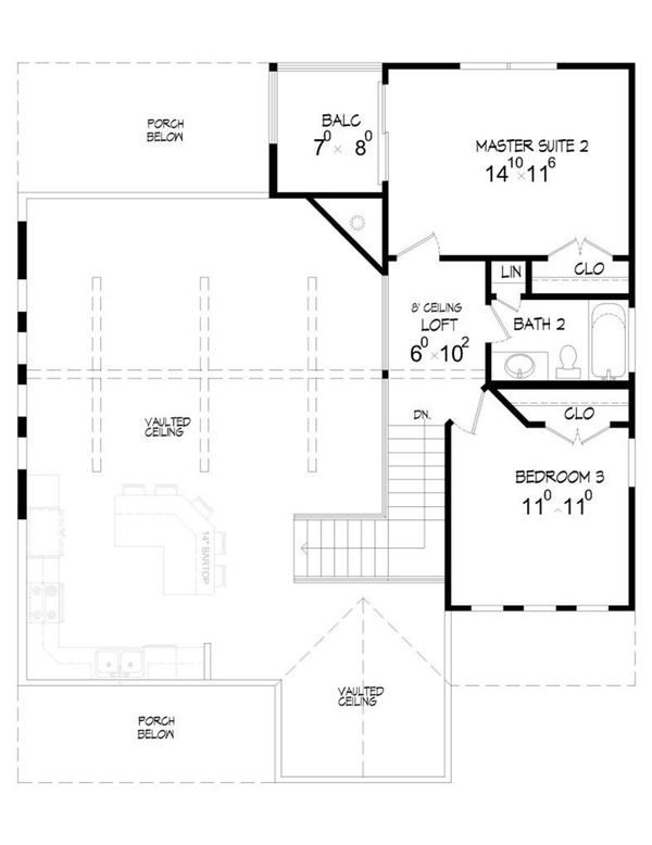 Country Floor Plan - Upper Floor Plan #932-2
