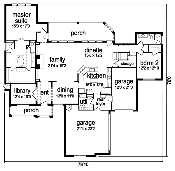 House Plan Design - European Floor Plan - Main Floor Plan #84-417