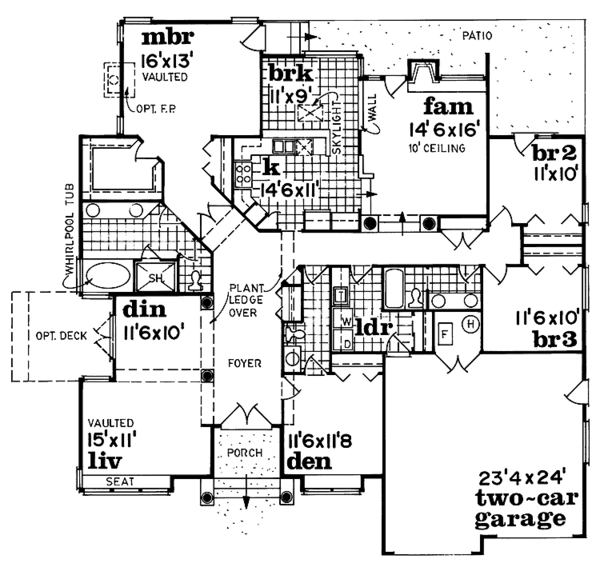 House Blueprint - Ranch Floor Plan - Main Floor Plan #47-1003