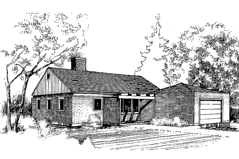 Home Plan - Exterior - Front Elevation 3 for Country House Plan #60-962 - 3 bed, 2 bath
