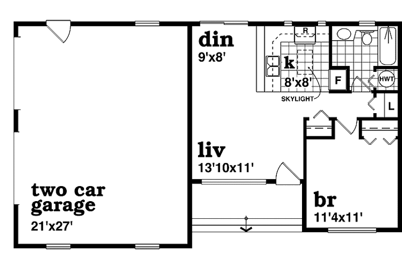 Dream House Plan - Floor Plan - Main Floor for Craftsman House Plan #47-1085 - 1 bed, 1 bath