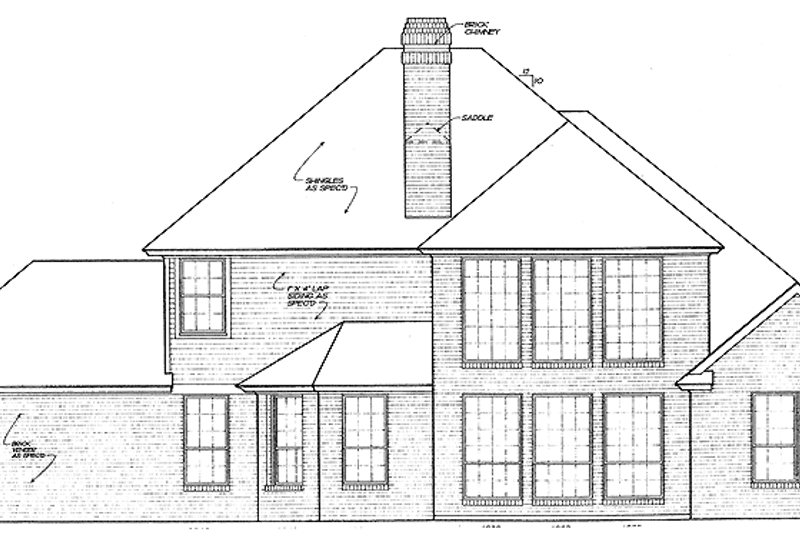 Architectural House Design - Exterior - Rear Elevation for Traditional House Plan #310-1165 - 4 bed, 2.5 bath