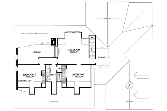 Floor Plan - Upper Floor for Country House Plan #137-141 - 3 bed, 3 bath