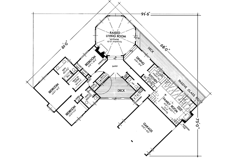 Home Plan - Floor Plan - Main Floor for Contemporary House Plan #320-1261 - 3 bed, 2.5 bath