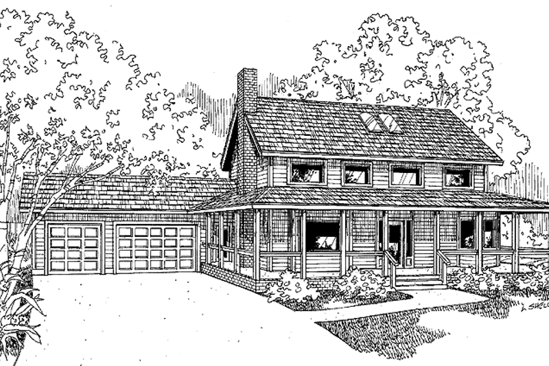 House Plan Design - Exterior - Front Elevation 3 for Ranch House Plan #60-1001 - 4 bed, 3 bath