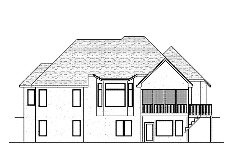 Home Plan - Exterior - Rear Elevation for European House Plan #51-1066 - 3 bed, 2.5 bath