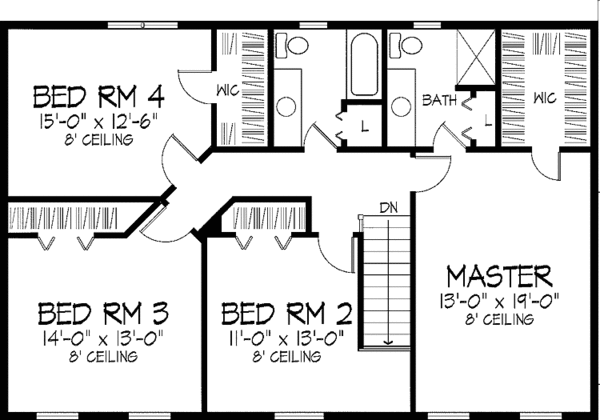 House Plan Design - Colonial Floor Plan - Upper Floor Plan #51-848