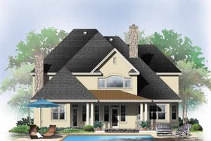 Exterior - Rear Elevation for European House Plan #929-863 - 4 bed, 3.5 bath