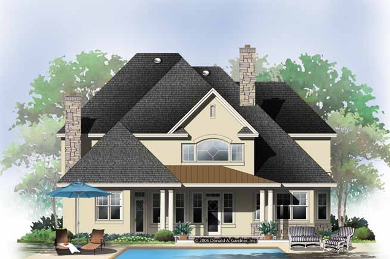 Home Plan - Exterior - Rear Elevation for European House Plan #929-863 - 4 bed, 3.5 bath