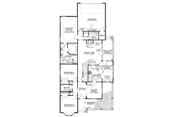 Floor Plan - Main Floor for Country House Plan #17-2703 - 3 bed, 2 bath