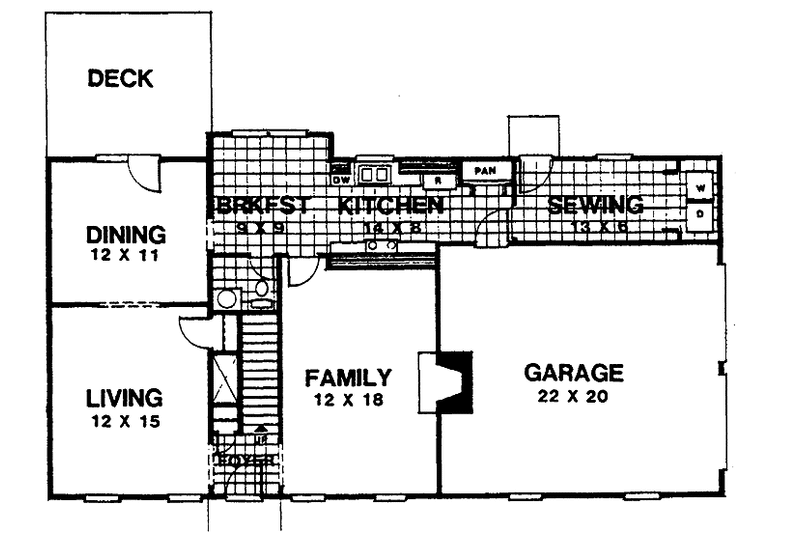 Home Plan - Floor Plan - Main Floor for Colonial House Plan #30-289 - 3 bed, 2.5 bath