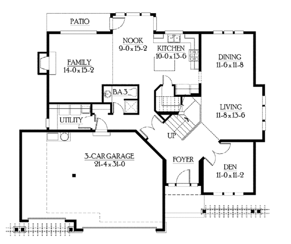 House Plan Design - Craftsman Floor Plan - Main Floor Plan #132-363