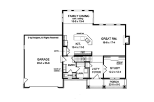 Floor Plan - Main Floor for Traditional House Plan #1010-129 - 4 bed, 2.5 bath