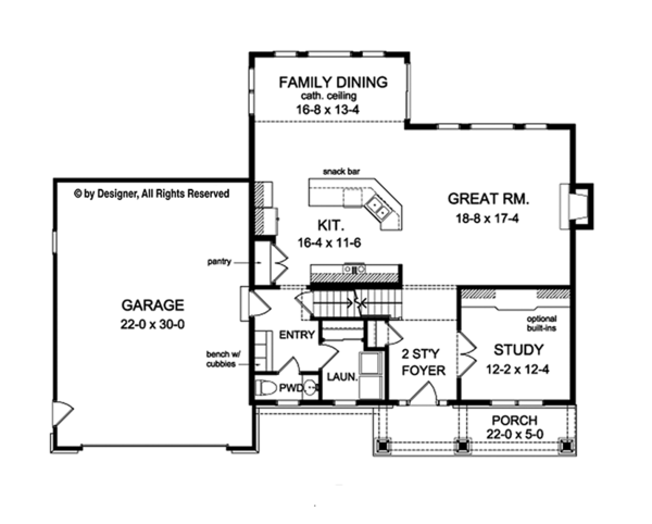 Architectural House Design - Traditional Floor Plan - Main Floor Plan #1010-129