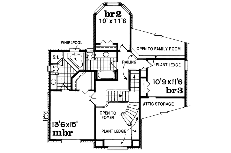 Home Plan - Floor Plan - Upper Floor for Colonial House Plan #47-834 - 3 bed, 2.5 bath
