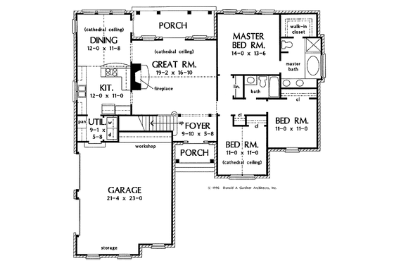 Floor Plan - Main Floor for Ranch House Plan #929-277 - 3 bed, 2 bath