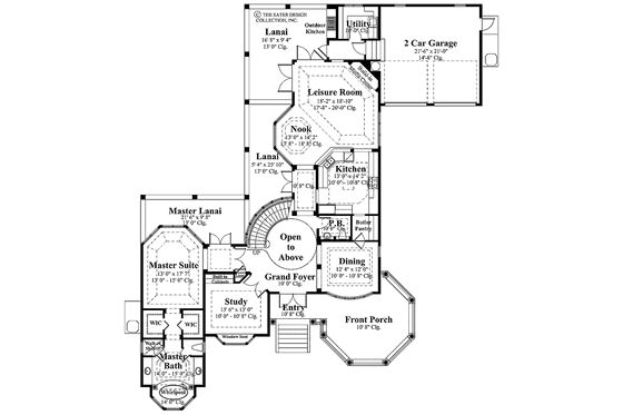 Floor Plan - Main Floor for Mediterranean House Plan #930-164 - 4 bed, 3.5 bath