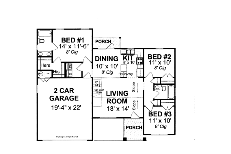 Architectural House Design - Floor Plan - Main Floor for Traditional House Plan #513-2102 - 3 bed, 2 bath