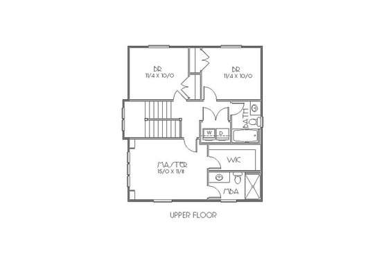 Floor Plan - Upper Floor for Craftsman House Plan #423-40 - 3 bed, 2.5 bath