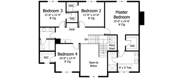 Home Plan - Colonial Floor Plan - Upper Floor Plan #51-1012